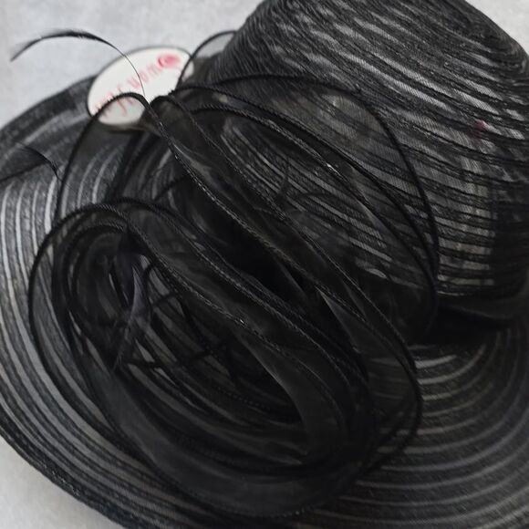 Swan Black Mesh Net Hat Preppy Church Derby Wedding NWT - Rare - Picture 5 of 14